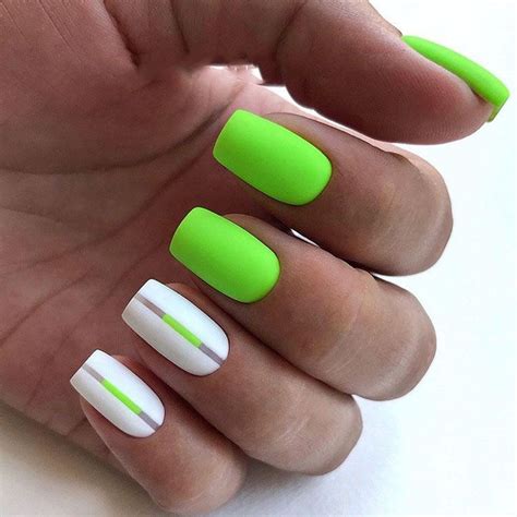 42 Awesome Strips Green Nails True Neon Effect 2018 19 Neon Green