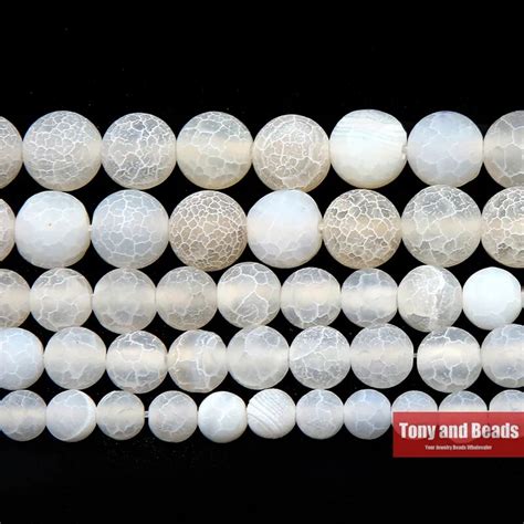 Free Shipping Natural Stone Frost Crab White Agates Round Loose Beads