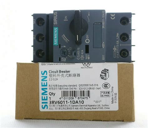 1PC NEW Siemens Circuit Breaker 3RV6011 1DA10 3RV 6011 1DA10 2 2 3 2A