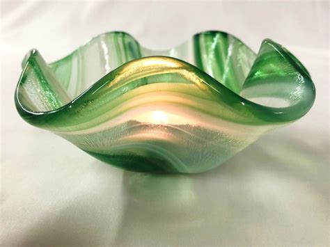 Tea Light Swirl Fused Glass Tea Light Holder Handmade Etsy Glass Tealight Glass Tea