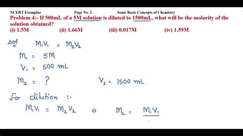 If 500mL of a 5M solution is diluted to 1500mL, what will be the ...