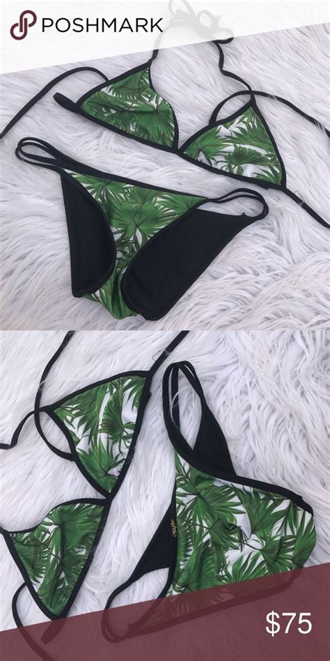 Wildfox Sz Xs Palm Tree Bikini Swim Suit 2 Piece Bikinis Palm Tree Bikini Wildfox