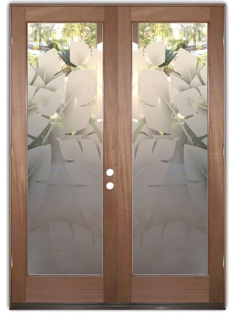 Interior Glass Doors Frosted Obscure Banana Leaves 2d Tropical Interior Doors Other