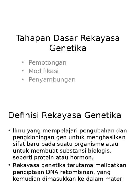 PDF Tahapan Dasar Rekayasa Genetika DOKUMEN TIPS
