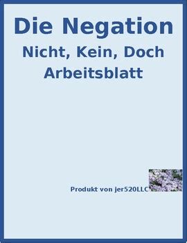 Negation in German Worksheet by jer520 LLC | TPT 