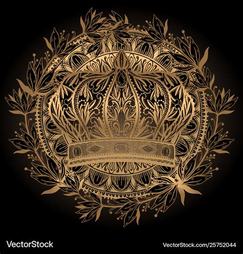 Crown king and queen elegant drawing art gold Vector Image