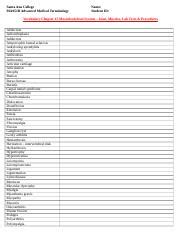 Chapter Vocabulary Joints Muscles Tests Procedures Doc Santa Ana