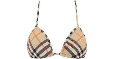 Burberry Top Check Bikini Top In Natural Lyst