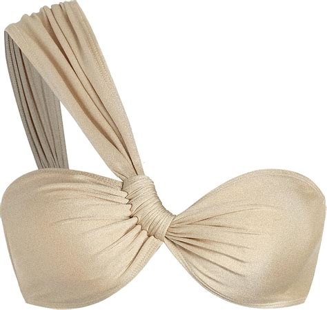 Amazon ZAFUL Women S One Shoulder Bikini Top Twisted Ruched Padded Bandeau Bikini Top