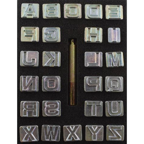 3 4 19mm Block Outline Font Alphabet Leather Stamp Set Etsy