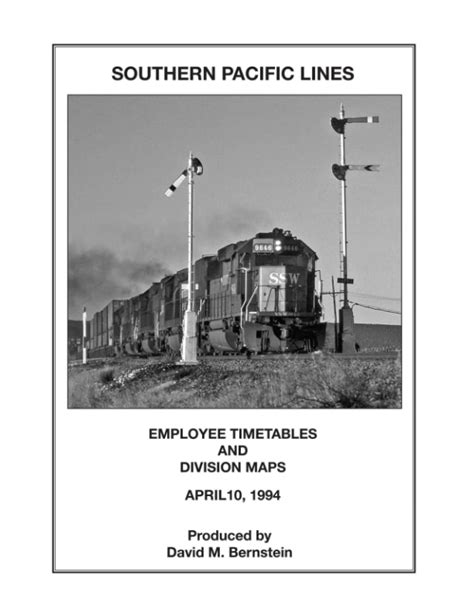 Southern Pacific Lines Employee Timetbles And Division Maps April 10