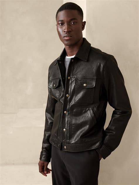 Leather Trucker Jacket Banana Republic