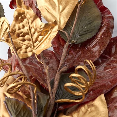 Metallic Gold And Brown Artificial Magnolia Leaf Stem Picks Sprays