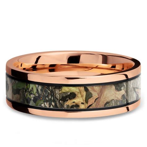 Mossyoak Obsession Inlay Men S Wedding Ring In K Rose Gold Mm