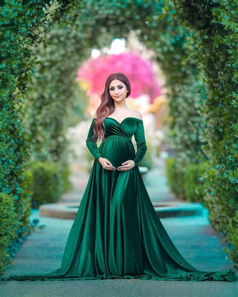 Emerald Green Velvet Maternity Dress Prom Dresses Formal Dresses