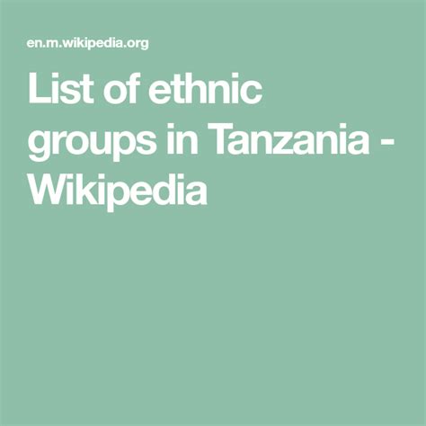 List Of Ethnic Groups In Tanzania Wikipedia Tanzania Tribes Arusha