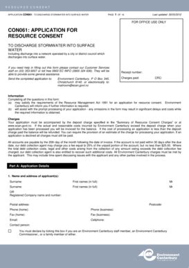 Fillable Online Application For Resource Consent To Discharge