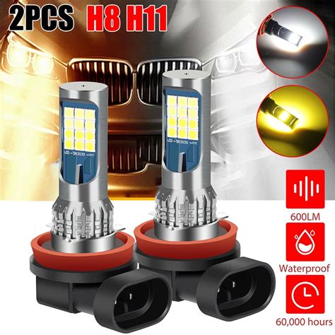 H8 H11 H16 Dual Color Car Led Fog Lamp Bulbs White Amber Yellow Driving