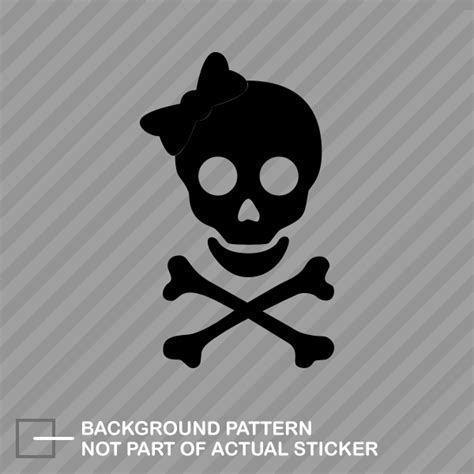 Skull And Bones With Bow Sticker Decal Vinyl Crossbones Ebay