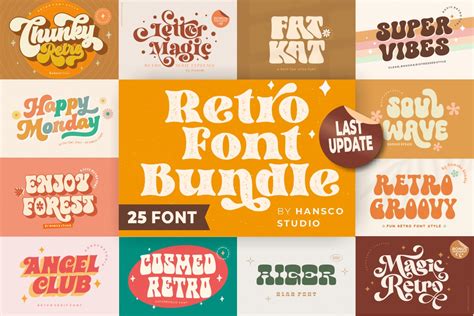 Retro Groovy Font Bundle Otf Ttf Svg Dxf Fonts Retro Bundles