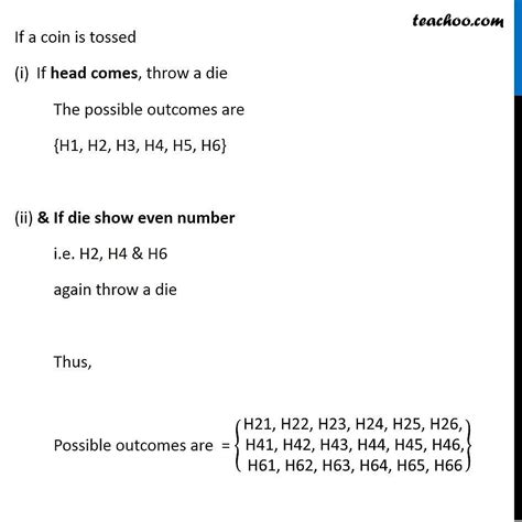 Question 12 A Coin Is Tossed If Outcome Is A Head Sample Space