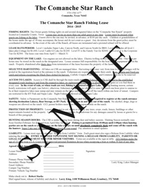 Fillable Online The Bcomancheb Star Ranch Fishing Lease Trophy