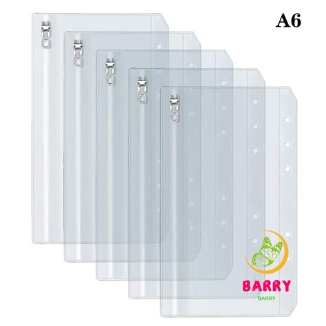 Barry 5pcs A5 A6 Clear Pvc Pockets Document Organiser Paper Organizer