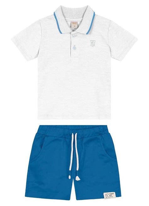 Conjunto Infantil Polo E Bermuda Branco Trick Nick