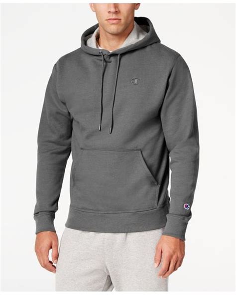 Champion Mens Powerblend Fleece Hoodie In Granite Heather Gray For