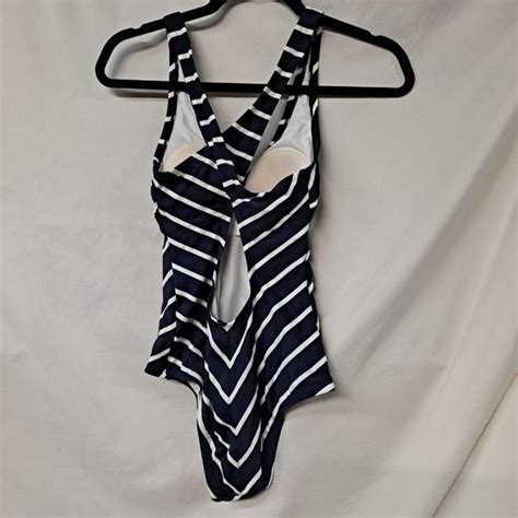 Kona Sol Swim Kona Sol Womens Slanted One Piece Swimsuit Navy