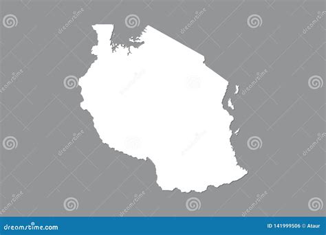 Tanzania Vector Map Isolated On White Background High Detailed Black