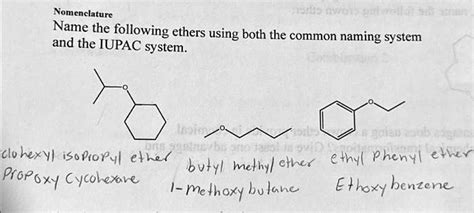 Solved Nomenclature Name The Following Ethers Using Both The Common Naming System And The