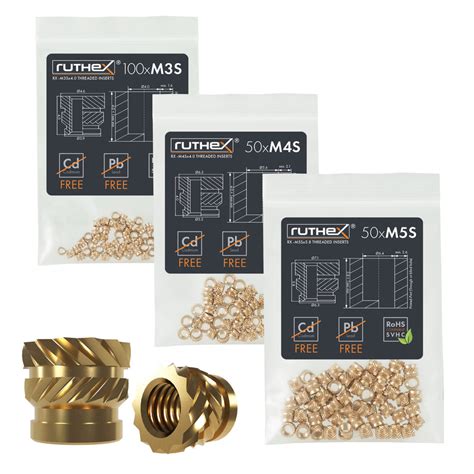 Ruthex M3s M4s M5s Thread Inserts Bundle For 3d Printing