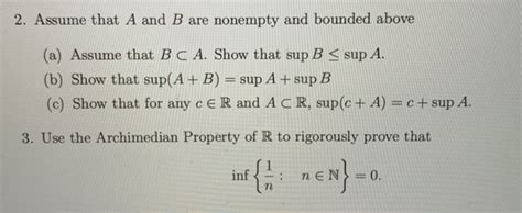 Solved Assume That A And B Are Nonempty And Bounded Above Chegg