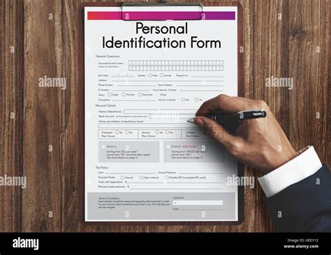 Personal Identification Id Form Concept Stock Photo Alamy