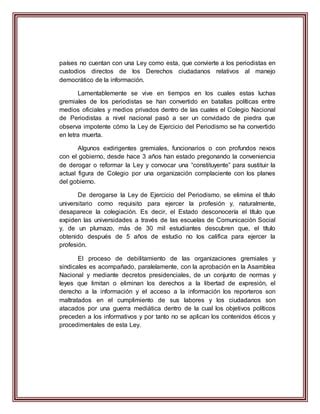 Ley Del Ejercicio Del Periodismo Saia Pdf Descarga Gratuita