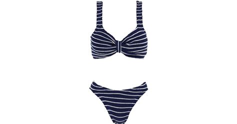 Hunza G Striped Bonnie Bikini Set In Blue Lyst