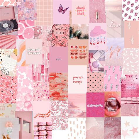 Ready To Print Pretty In Pink Light Pink Aesthetic Cute Wall Collage