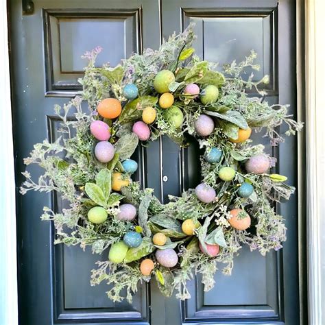 Handmade Easter Wreath Easter Egg Wreath Vibrant Easter Wreath