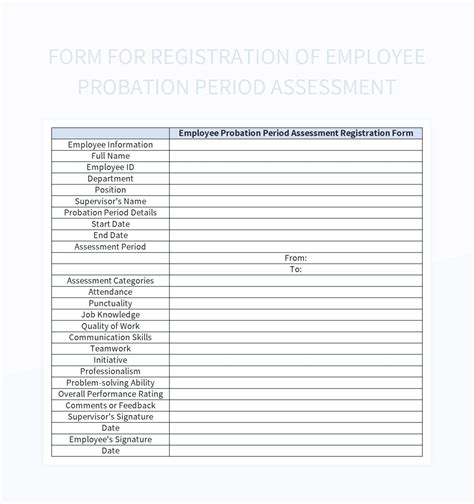 Free Appraisal Of Employees During Probation Period Templates For