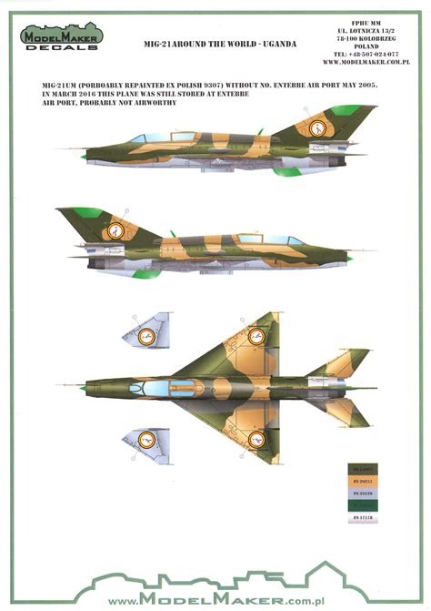 Model Maker Decals 1 48 MIKOYAN MiG 21 FISHBED Fighter UGANDA AIR