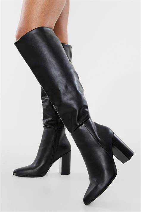 Knee High Heeled Boots Boohoo Uk