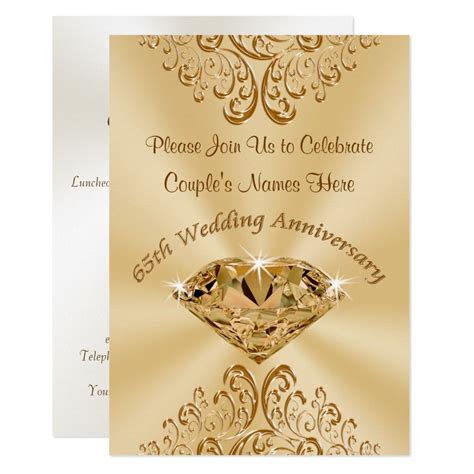 Personalized 65th Wedding Anniversary Invitations Zazzle 65th