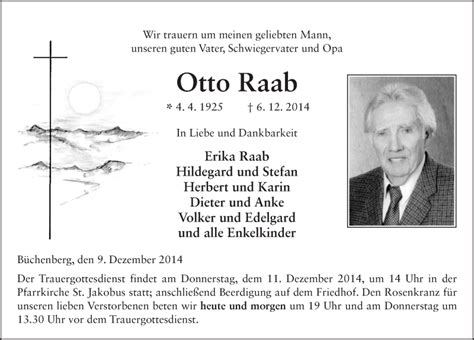 Traueranzeigen Von Otto Raab Trauer36 De