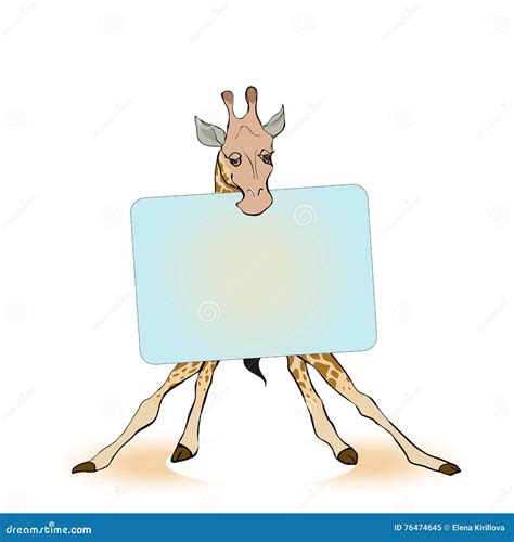 Giraffe Holding A Sign For The Label Stock Illustration Illustration