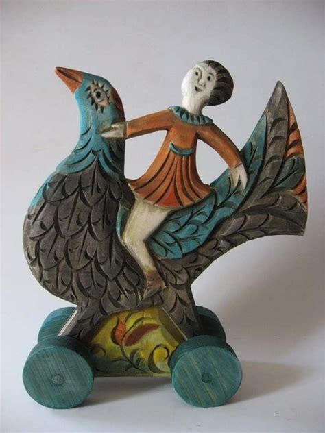 Сергей Соколов. Городецкая игрушка, резьба по дереву | Bird sculpture ...