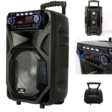 Caixa Amplificada Sumay Thunder Black W Bluetooth Microfone Usb Fm