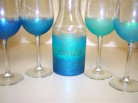 Diy Glitter Wine Glasses And Ombre Glitter Wine Decanter