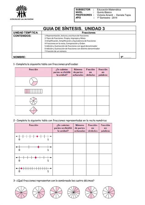 PDF Guía de Ejercitación Unidad 3 Fracciones DOKUMEN TIPS