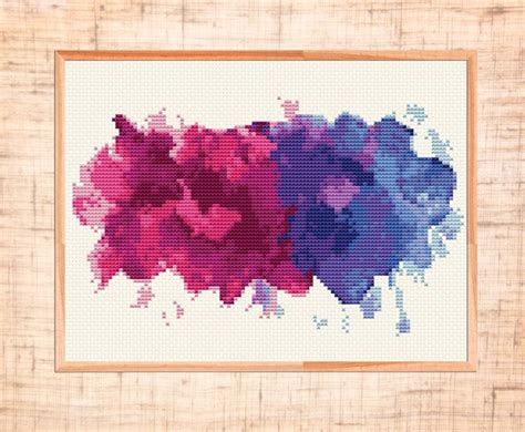 Watercolor Cross Stitch Pattern Modern Cross Stitch Pdf Etsy